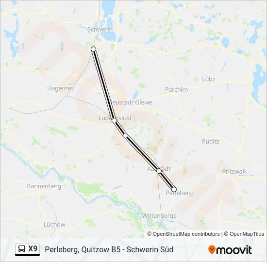 X9 Bus Line Map