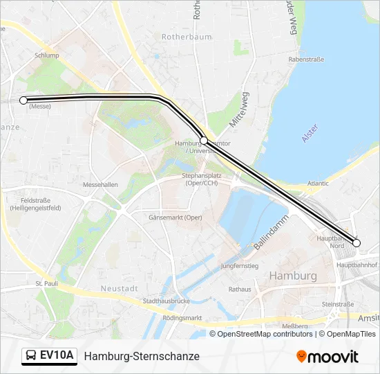 Автобус EV10A: карта маршрута