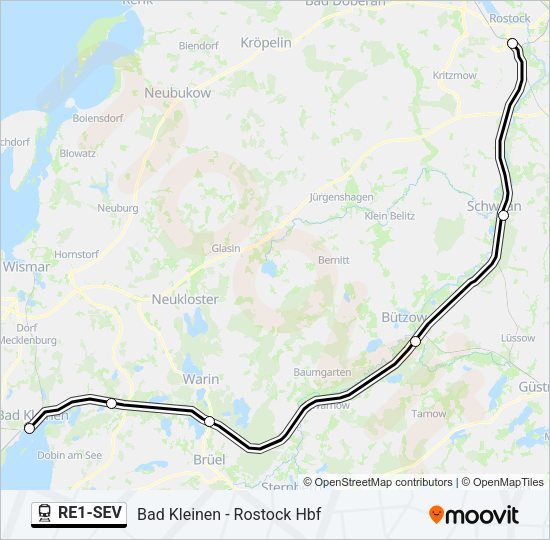 Поезд RE1-SEV: карта маршрута