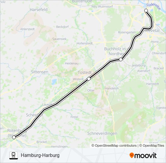 Поезд RB41-SEV: карта маршрута
