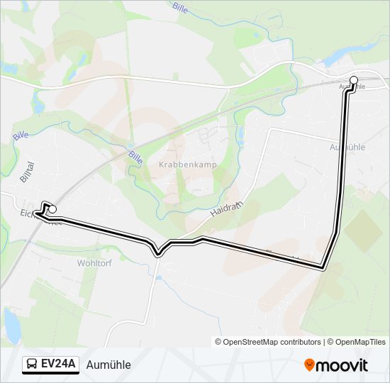 Автобус EV24A: карта маршрута