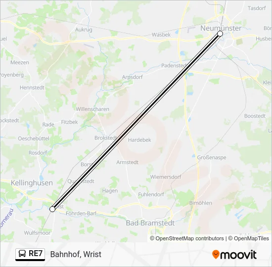 Автобус RE7: карта маршрута
