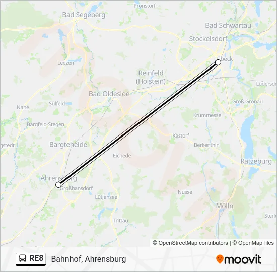 Автобус RE8: карта маршрута