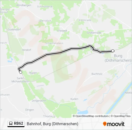 Автобус RB62: карта маршрута