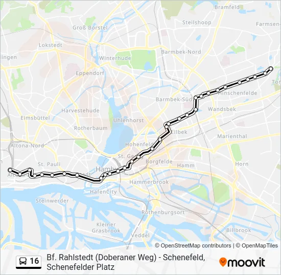 Автобус 16: карта маршрута