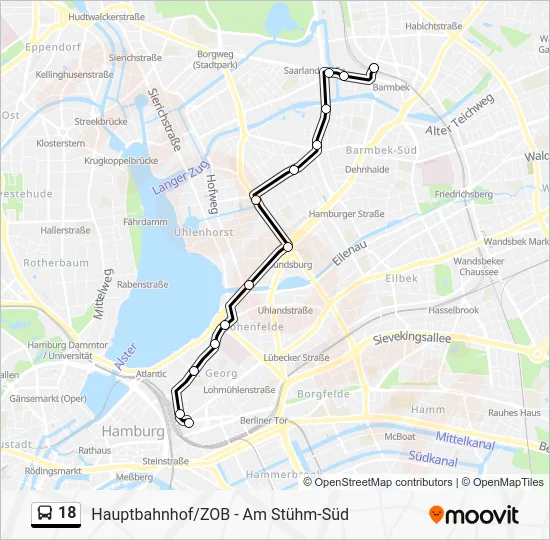 Автобус 18: карта маршрута