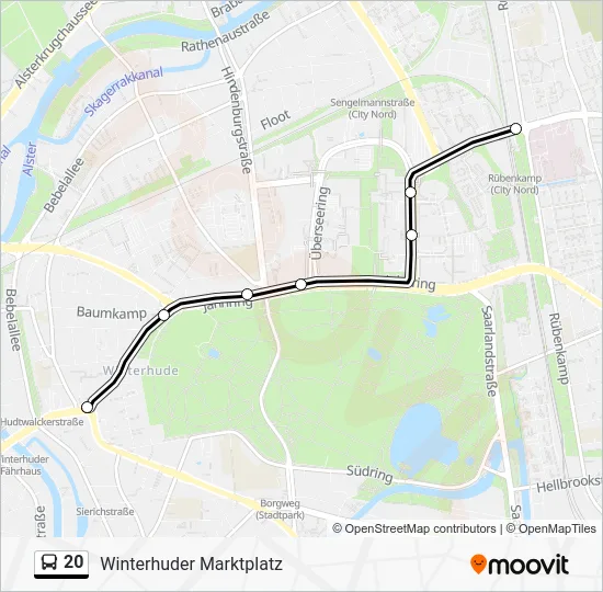 Автобус 20: карта маршрута
