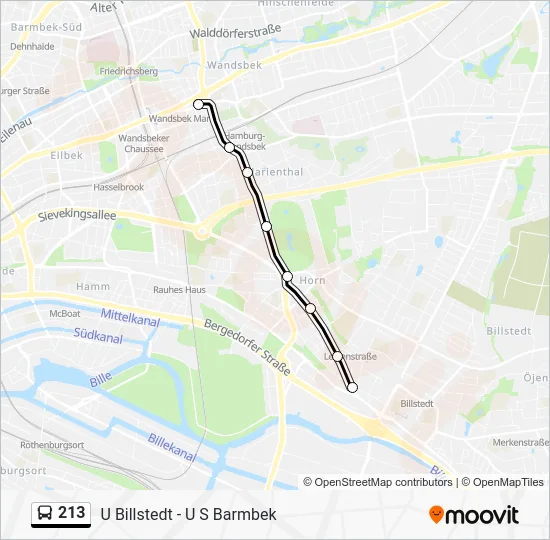 Автобус 213: карта маршрута