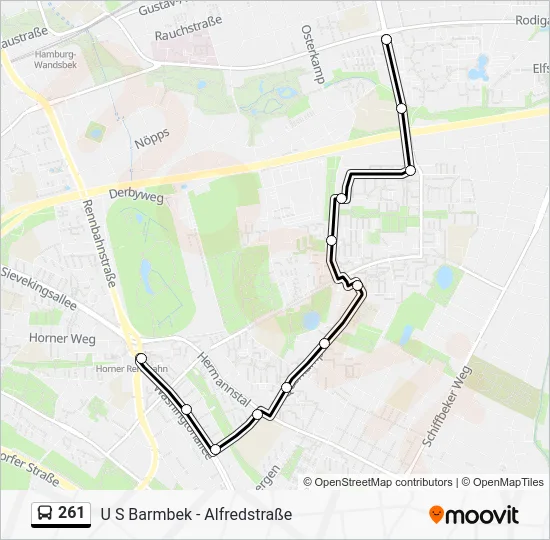 Автобус 261: карта маршрута