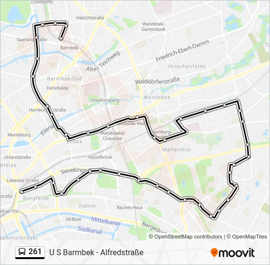 Автобус 261: карта маршрута