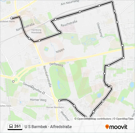 Автобус 261: карта маршрута