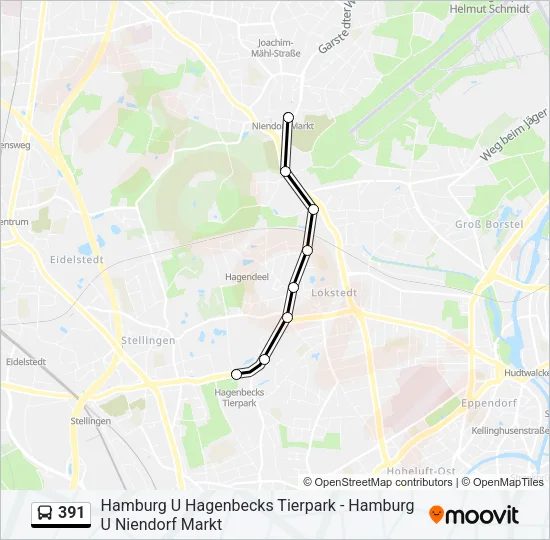 Автобус 391: карта маршрута