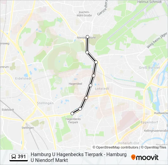 Автобус 391: карта маршрута