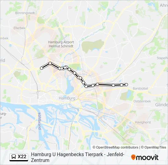 Автобус X22: карта маршрута