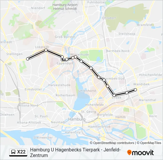 Автобус X22: карта маршрута
