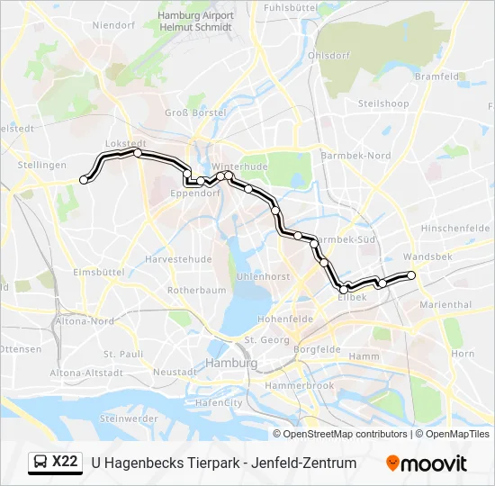 Автобус X22: карта маршрута