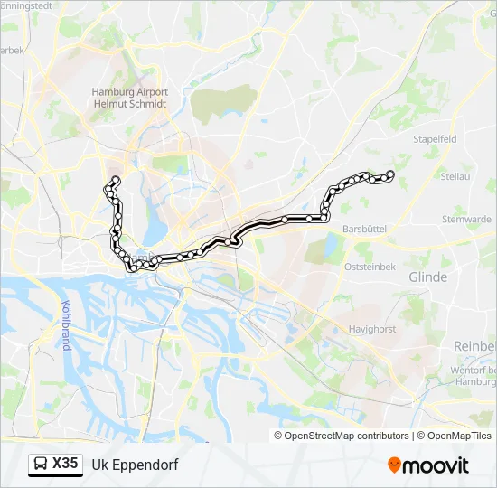 Автобус X35: карта маршрута