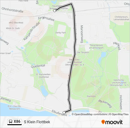 Автобус X86: карта маршрута