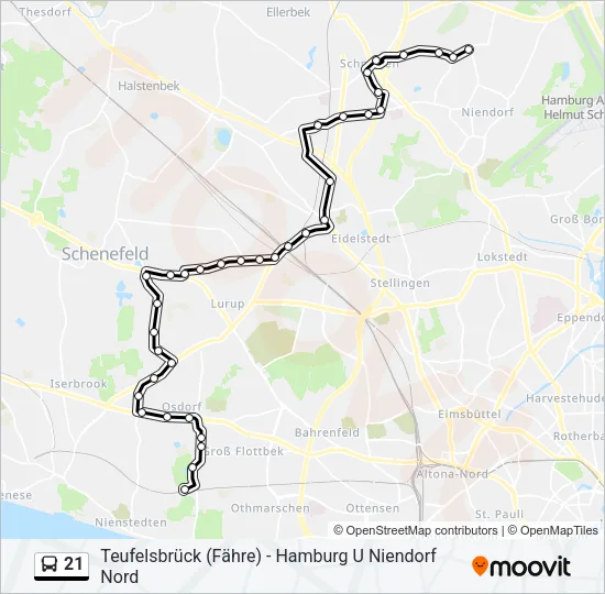 21 Bus Line Map