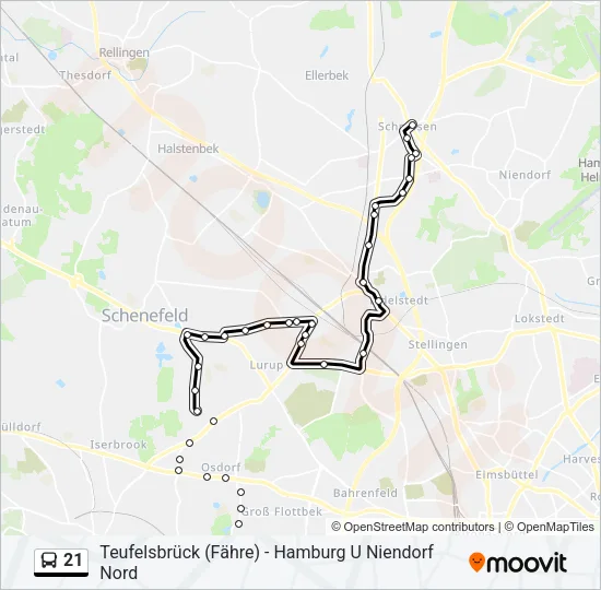 21 Bus Line Map