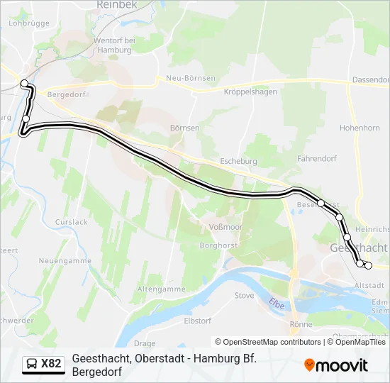 X82 Bus Line Map