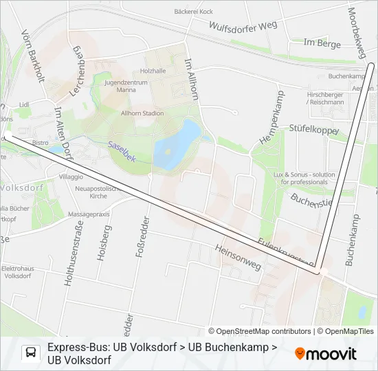 Автобус U1-SEV (DIREKT): карта маршрута