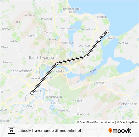 Автобус RE80-SEV: карта маршрута