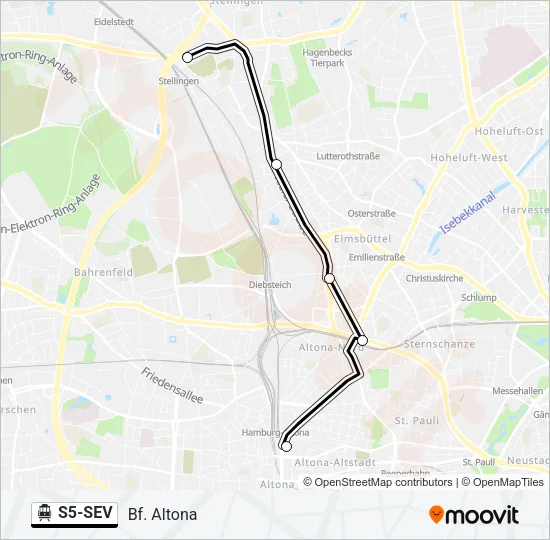 S-Bahn S5-SEV: карта маршрута