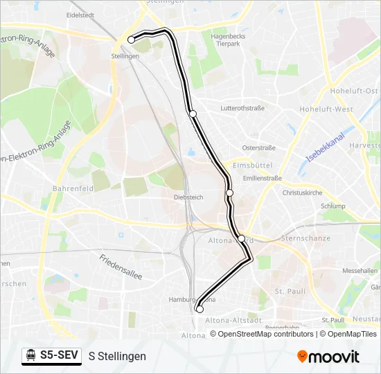 S-Bahn S5-SEV: карта маршрута