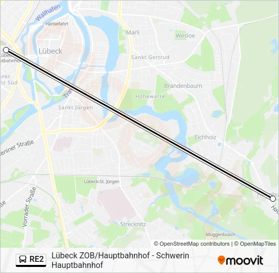 Автобус RE2: карта маршрута