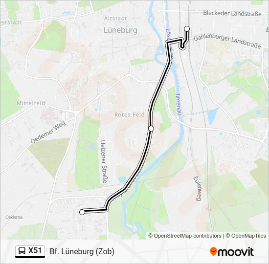 Автобус X51: карта маршрута