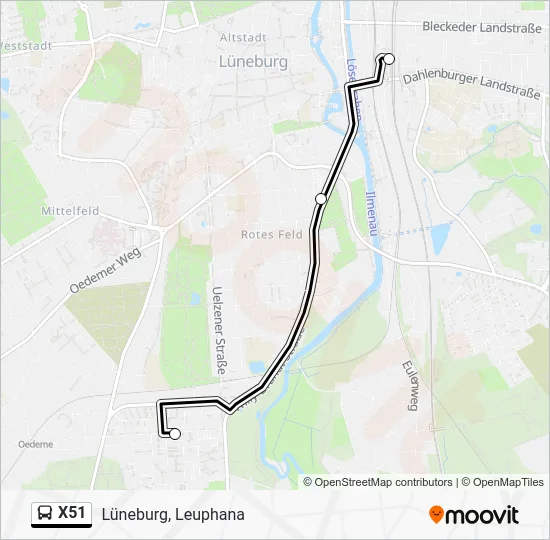 Автобус X51: карта маршрута