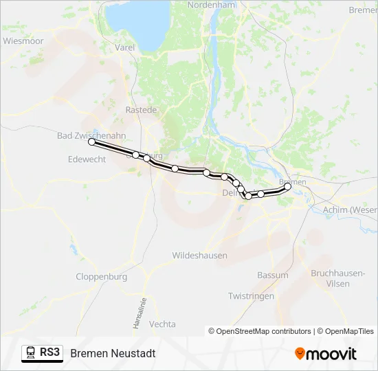 Поезд RS3: карта маршрута