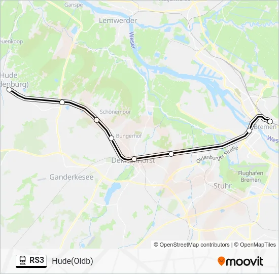 Поезд RS3: карта маршрута
