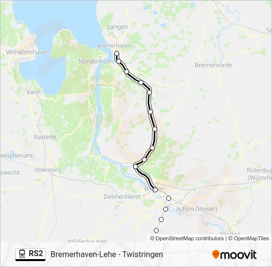 Поезд RS2: карта маршрута