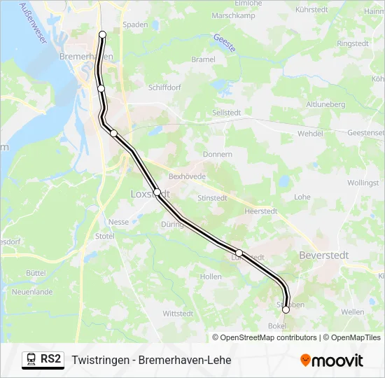 Поезд RS2: карта маршрута