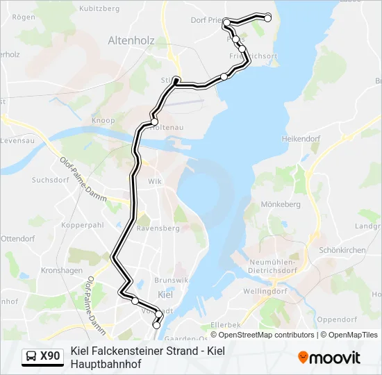 X90 Bus Line Map