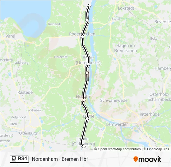 Поезд RS4: карта маршрута