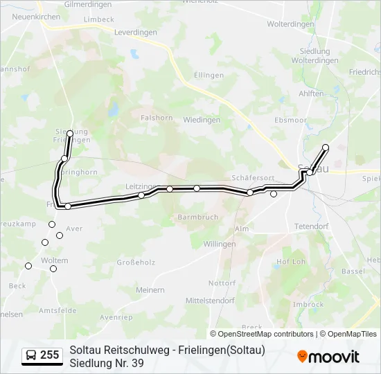 255 Bus Line Map