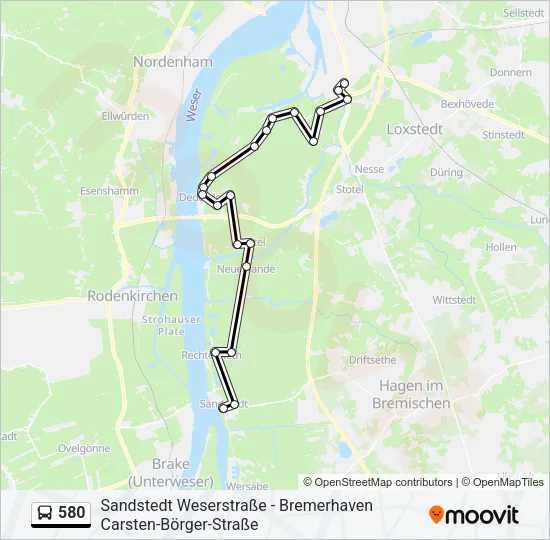 580 Bus Line Map