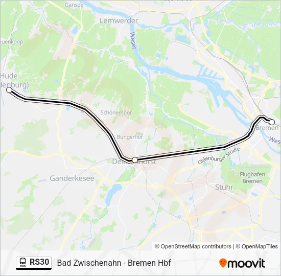 Поезд RS30: карта маршрута