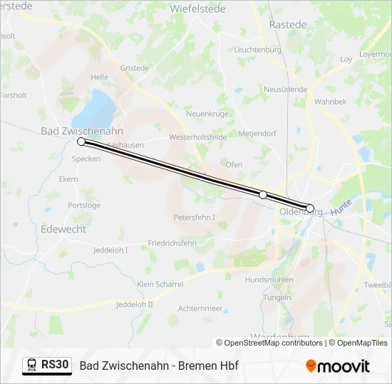 Поезд RS30: карта маршрута