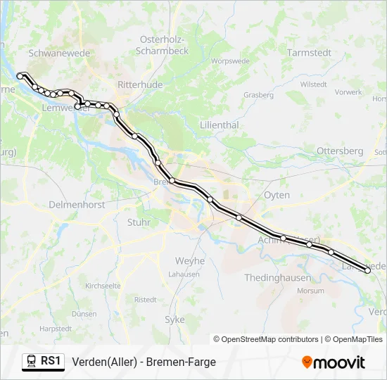Поезд RS1: карта маршрута