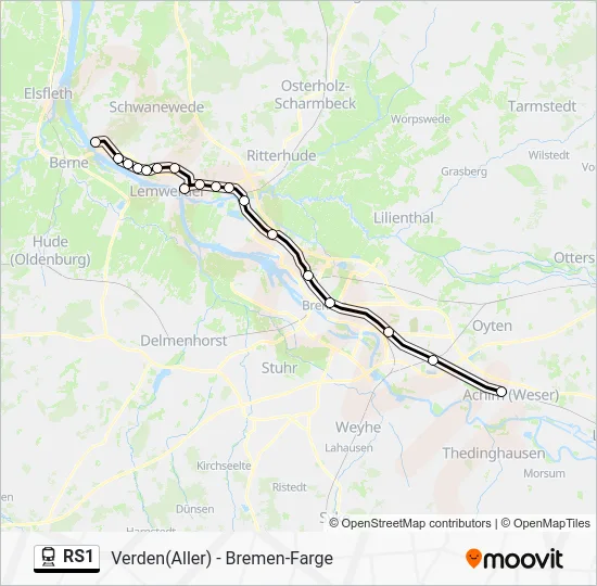 Поезд RS1: карта маршрута