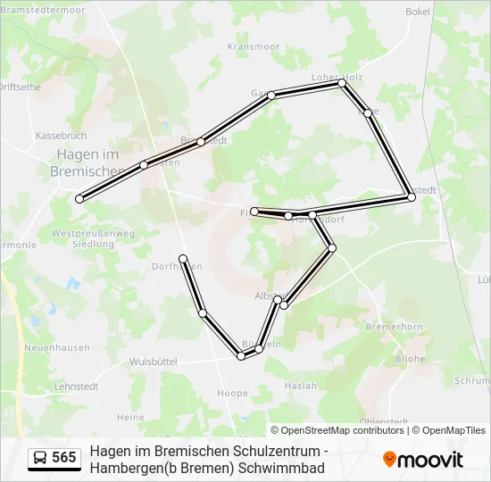Автобус 565: карта маршрута