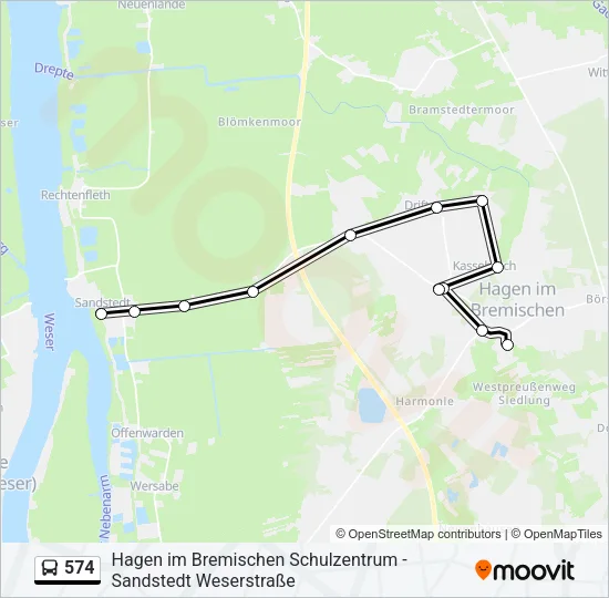 574 Bus Line Map