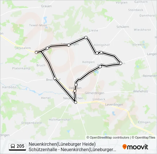 205 Bus Line Map