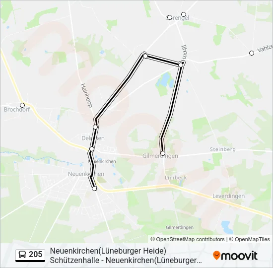 205 Bus Line Map