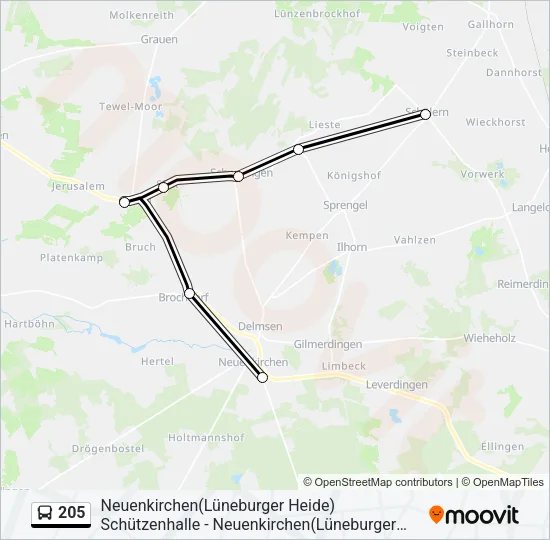 205 Bus Line Map