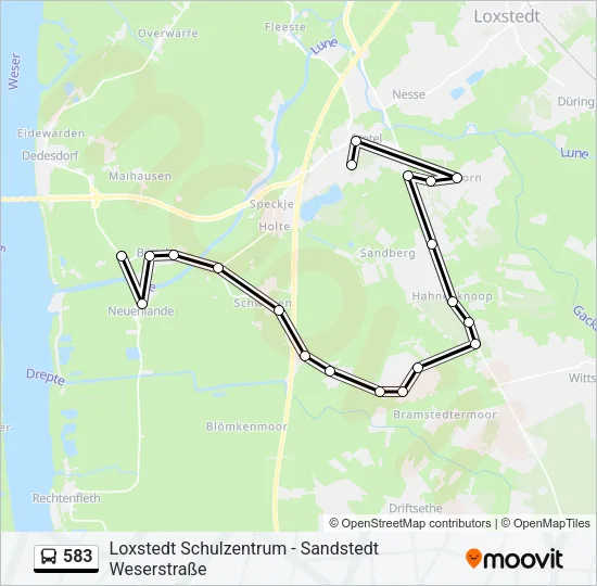 583 Bus Line Map